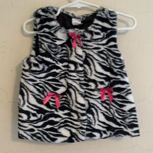 Cutie Pie sweater vest zebra pattern with pink bows 18 months